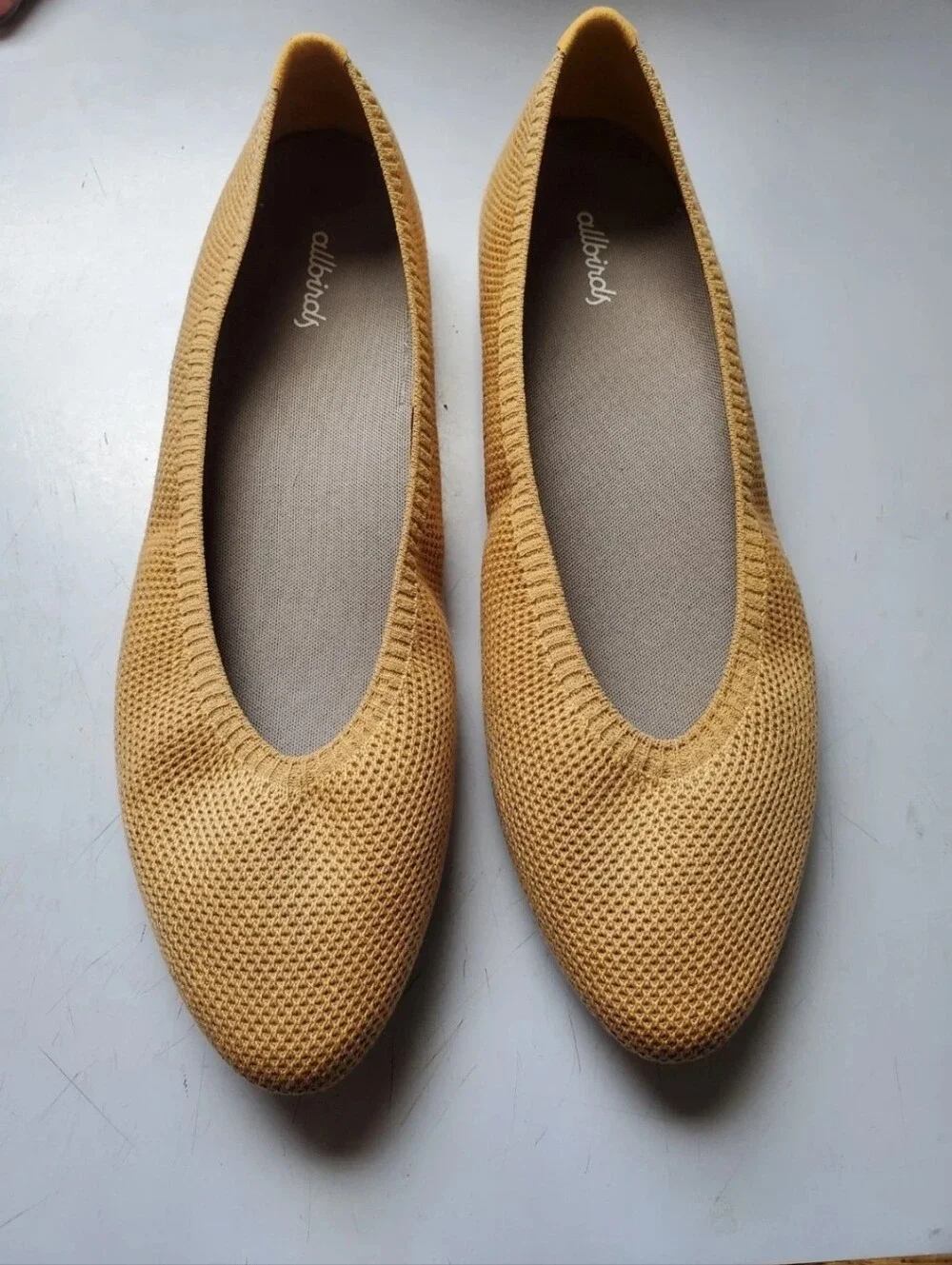 allbirds Women's Mustard Knit Ballet Flats Size 11  Excellent